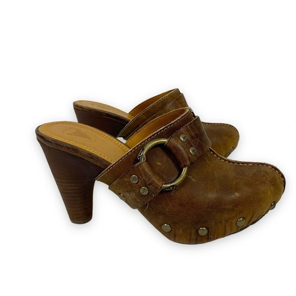 Frye Reese Ring Mule Brown Leather Size 6.5 - Picture 2 of 15